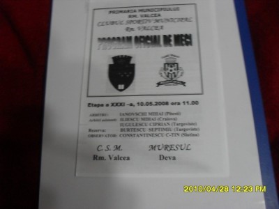 program CSM RM. Valcea - Muresul Deva foto