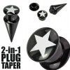 Plug şi taper negre cu stea - 2 &icirc;n 1 - Lățime: 14 mm