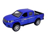 Mașinuță metalică Toyota Pickup 4x4 albastră cu lumini sunete uși deschizabile și mecanism cu resort