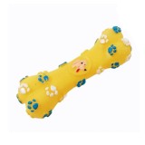 Jucarie pentru caini in forma de os cu sunet, tipatoare, 16cm, Galben, Ropet