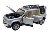 Macheta metal replica Land Rover Defender argintiu 16cm sunet si lumini