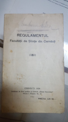 Regulamentul Facultății de Științe din Cernăuți, Cernăuți 1928 foto