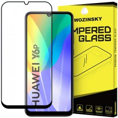 Folie Protectie Ecran WZK pentru Huawei Y6p, Sticla securizata, Full Face, Full Glue, Neagra