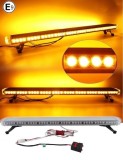 88 LED 120cm Lumina de Stroboscopica Lampa Girofar Avertizare Galben 12V 24V 88W 15 moduri intermitent E-mark E9