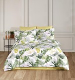 Cumpara ieftin Lenjerie de pat din bumbac 100%, dubla, cu 2 fete de perna, Valentini Bianco model Tropical