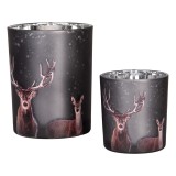 Cumpara ieftin Set 2 suporturi lumanari sticla gri maro Ren 7x8 cm, 10x13 cm