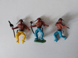 Lot 3 indieni figurine plastic, cca 6 cm, rotativi / din 3 bucati care se imbina