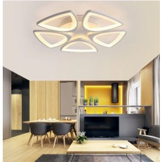 Lustra LED 110W, 5 triunghiuri, telecomanda, aplicatie telefon, lumina rece/calda/neutra, intensitate reglabila