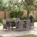 vidaXL Scaune exterior cu pernă 7 pcs Gri Gri &icirc;nchis 200 x 80 x 73 cm