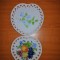 2x Farfurie de perete portelan perforat filigranat Margit Eriksson 1990 Suedia