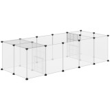PawHut Țarc Modular pentru Animale de Talie Mică cu 20 de Panouri, 2 Uși și Accesorii, 175x70x45 cm, Negru | Aosom Romania