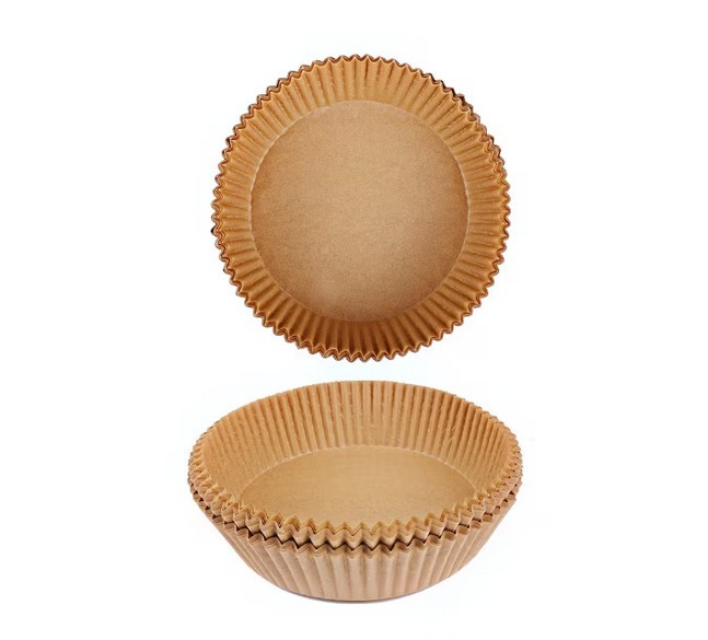 Set 100 hartii de copt pentru AirFryer, Rotund, 20 x 4.5 cm, Maro, TopBazar