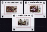 DB1 WWF Fauna Papagali Sao Tome 3 SS ( unul lipsa ) nedantelate MNH, Nestampilat