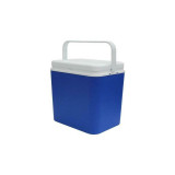 Lada frigorifica volum 30 Litri, pentru camping, iarba verde si diverse activitati, albastra cu alb
