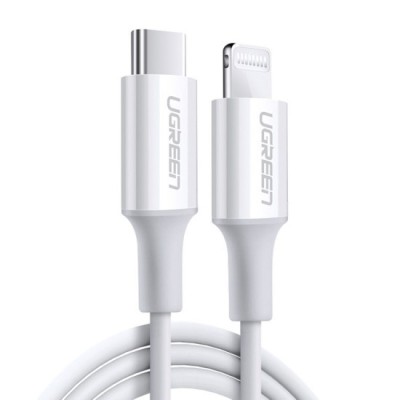 Cablu de Date Type-C la Lightning, 3A, 2m - Ugreen Rubber Shell (60749) - White foto