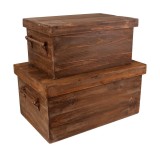 Cumpara ieftin Set 2 cutii depozitare lemn maro 51 x 31 x 23,5, 61 x 38 x 28 cm