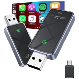 Adaptor Auto CarPlay/Android Auto Vala Tech&reg;️, Wireless, Plug&amp;Play, Bluetooth 5.3, Reconectare Automata, iOs10+ Android 11+, 2.4GHz-5.8GHz, Dual-Core