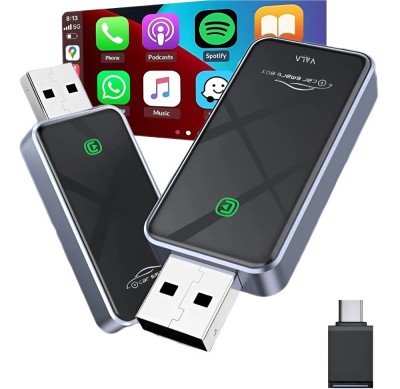Adaptor Auto CarPlay/Android Auto Vala Tech&amp;reg;️, Wireless, Plug&amp;amp;Play, Bluetooth 5.3, Reconectare Automata, iOs10+ Android 11+, 2.4GHz-5.8GHz, Dual-Core foto