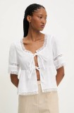 Answear Lab bluza din bumbac femei, culoarea alb, neted