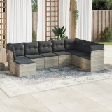Cumpara ieftin Set mobilier de grădină cu perne, 8 piese gri deschis poliratan