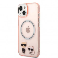 Husa Cover Karl Lagerfeld Magsafe With Ring Karl&amp;amp;amp;Choupette Bodies LOGO pentru iPhone 14 Pink foto