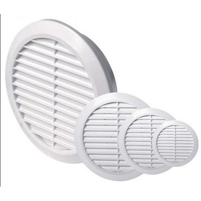 Grilă de ventilație Reflex 600914, 180/150 mm, albă, rotundă, din plastic cu plasă foto