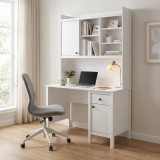 Birou Adore Rustic cu biblioteca, Alb, 120x193x60 cm