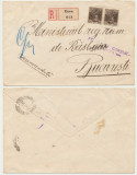 ROMANIA 1919 plic recom. din Deva cu pereche timbre Karl 20 BANI emisiunea Cluj