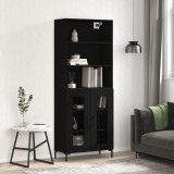 VidaXL Dulap &icirc;nalt, negru, 69,5x34x180 cm, lemn compozit