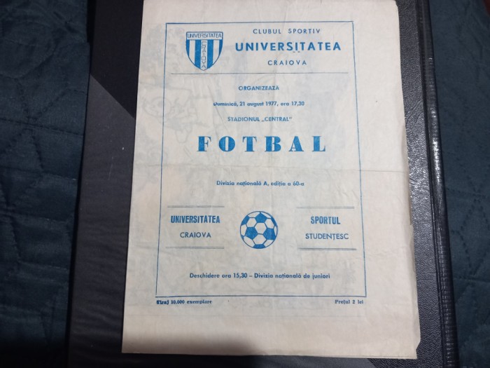Program U Craiova - Sportul Stud.