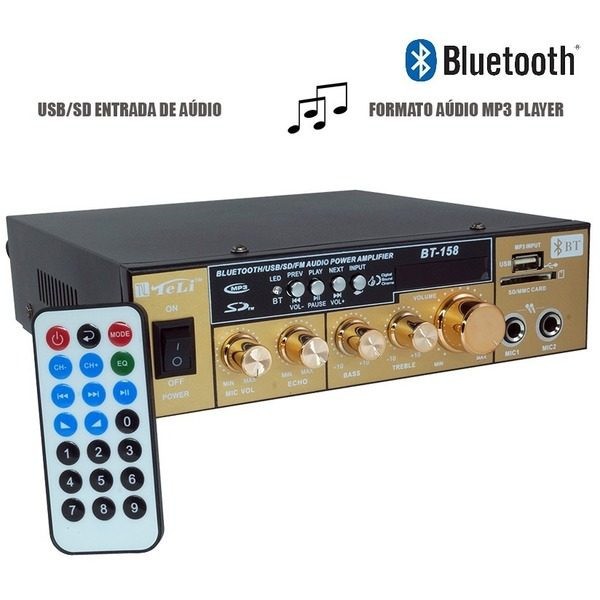 Amplificator audio receiver cu Bluetooth BT-158,telecomanda inclusa