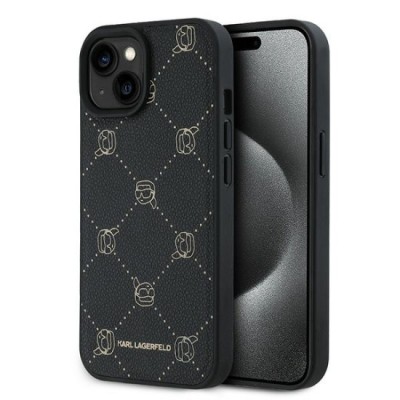Husa iPhone 15 Plus - Karl Lagerfeld Leather MagSafe (KLHMP15MPGKHPHK) - Karl Head foto