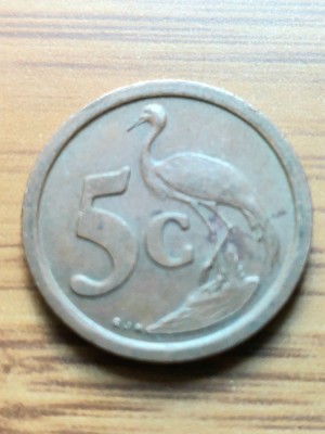 Moneda Africa de Sud 5 Cents 1992 foto