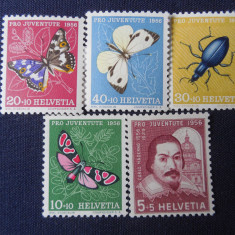 Elvetia-Fauna,insecte,Pro Juventute 1956-serie completa -nestampilate