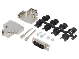 Conector D-Sub 15-Pini Mufă Tată Neagră pentru Lipire pe Cablu