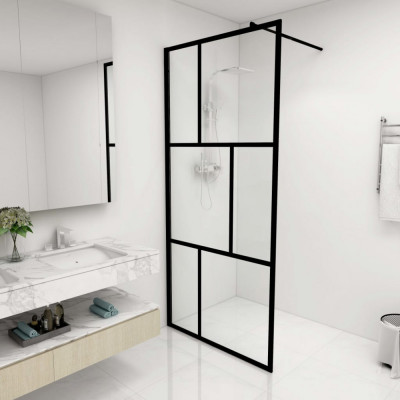 vidaXL Paravan de duș walk-in, negru, 90x195 cm, sticlă securizată foto