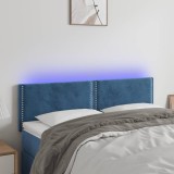 VidaXL Tăblie de pat cu LED, albastru &icirc;nchis, 144x5x78/88 cm, catifea
