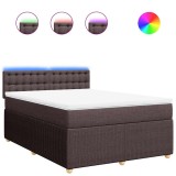 Cumpara ieftin Pat box spring cu saltea, maro inchis, 140x200 cm, textil