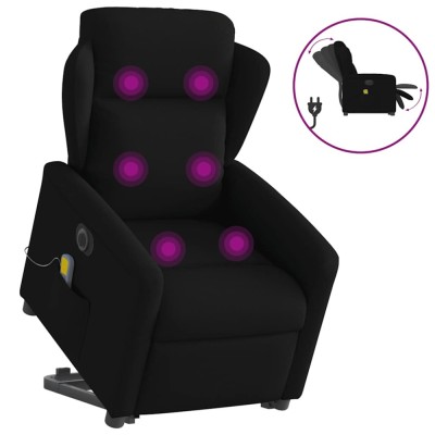vidaXL Fotoliu electric de masaj rabatabil cu ridicare, negru, textil foto