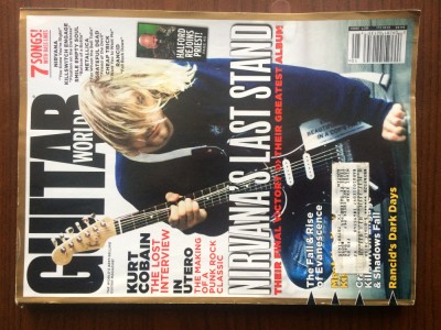 guitar world magazine 2003 haford evanescence kiss kurt cobain + nirvana poster foto