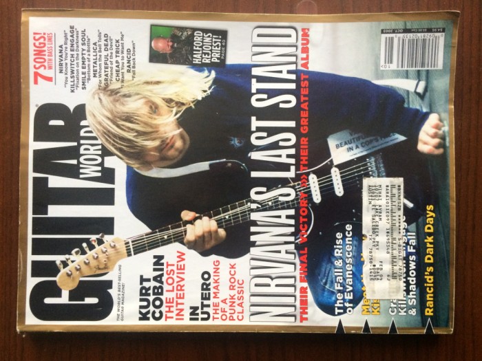 guitar world magazine 2003 haford evanescence kiss kurt cobain + nirvana poster