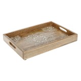 Tavă Servit Lemn, Model Mandala, Dimensiuni 38x28x5cm, Natural, Oem