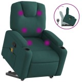 Cumpara ieftin Fotoliu rabatabil de masaj, cu ridicare, verde inchis, textil