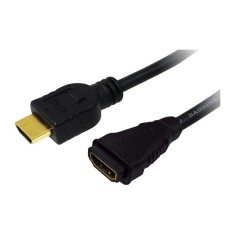 CABLU video LOGILINK, adaptor HDMI (T) la HDMI (M), 2m, conectori auriti, rezolutie maxima 4K DCI (4096 x 2160) la 60 Hz, negru, &amp;quot;CH0056&amp;quot; (timbru verd foto