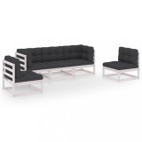 Cumpara ieftin Set mobilier de gradina cu perne, 5 piese, lemn masiv de pin