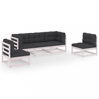 Set mobilier de gradina cu perne, 5 piese, lemn masiv de pin foto