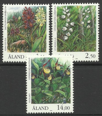 Aland (Finlanda) 1989 - Flori, orhidee, serie neuzata foto