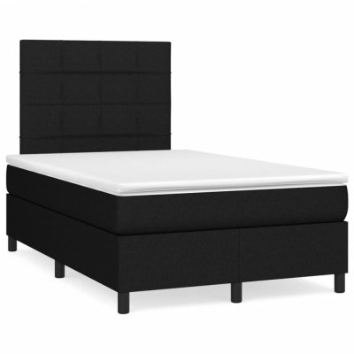 vidaXL Pat cu arcuri, saltea și LED, negru, 120x190 cm, textil 3270199 foto