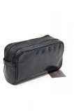 Trusa cosmetice pentru barbati, portfard, din piele naturala, neagra, T102