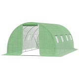 Outsunny Seră de Grădină Tunnel 18 m&sup2; dim. 6L x 3l x 2H m - 8 ferestre, Ușă cu Fermoar Rulabil - Structură Tubulară Oțel Galvanizat, Folie PE de &Icirc;nalt